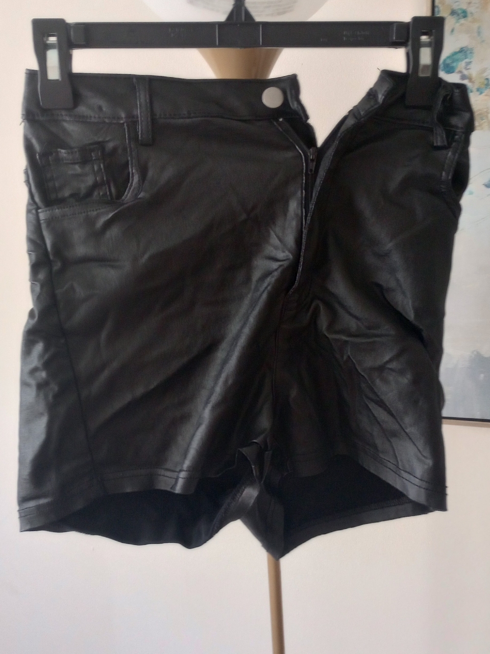 SHEIN Black Faux Leather High-Waist Shorts